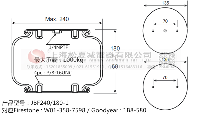 JBF240-180-1橡膠<a href='http://www.aj7.com.cn/' target='_blank'><u>空氣彈簧</u></a>