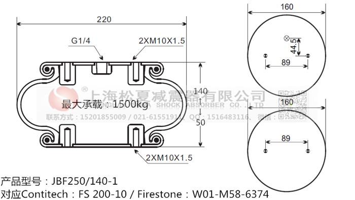 JBF250/140-1橡膠<a href='http://www.aj7.com.cn/' target='_blank'><u>空氣彈簧</u></a>