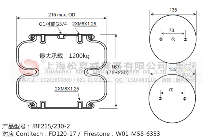 JBF215/230-2橡膠<a href='http://www.aj7.com.cn/' target='_blank'><u>空氣彈簧</u></a>