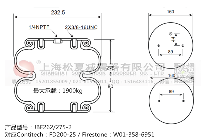 JBF262/275-2橡膠<a href='http://www.aj7.com.cn/' target='_blank'><u>空氣彈簧</u></a>