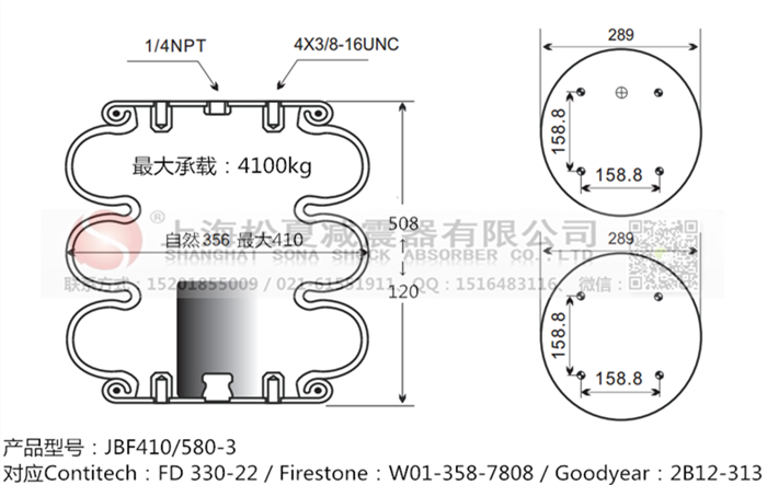 JBF410/580-3橡膠<a href='http://www.aj7.com.cn/' target='_blank'><u>空氣彈簧</u></a>